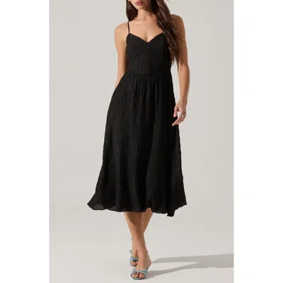 Astr The Label Textured V-neck Midi Dress In Black