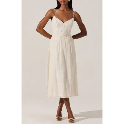Astr The Label Textured V-neck Midi Dress In Cream