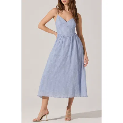 Astr The Label Textured V-neck Midi Dress In Dusty Blue