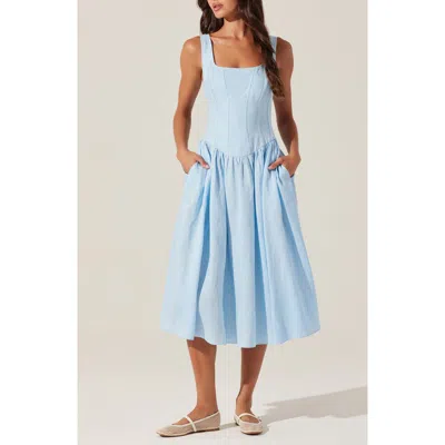 Astr The Label Thierry Sleeveless Midi Dress In Blue