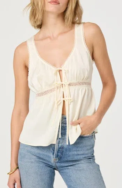 Astr The Label Tie Front Lace Trim Satin Tank Top