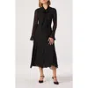 Astr The Label Tie Neck Long Sleeve Dress In Black