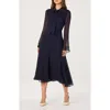 Astr The Label Tie Neck Long Sleeve Dress In Black