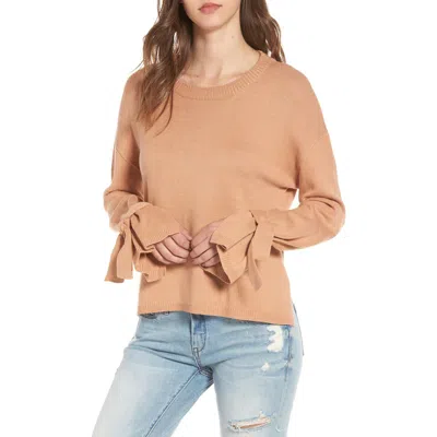 Astr The Label Tie Sleeve Sweater In Orange
