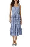Astr The Label Tiered Matte Satin Midi Dress