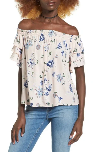 Astr The Label Tiered Off The Shoulder Top In Animal Print