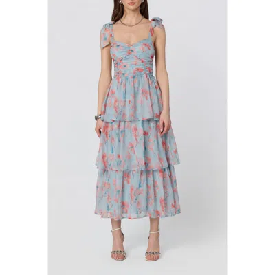Astr The Label Tiered Tie Strap Sundress In Blue
