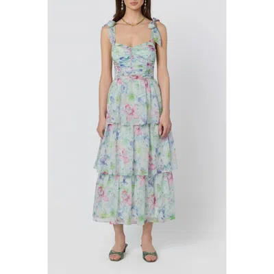 Astr The Label Tiered Tie Strap Sundress In Blue