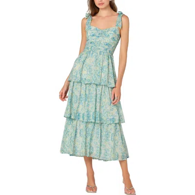 Astr The Label Tiered Tie Strap Sundress In Blue
