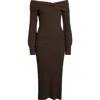 Astr The Label Tilde Long Sleeve Rib Sweater Dress In Brown