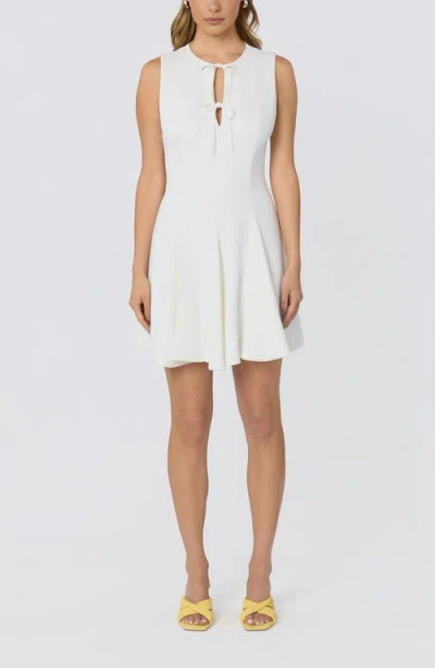 Astr The Label Tristan Tie Front Sleeveless Flare Dress In White
