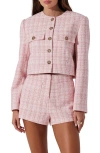 Astr The Label Tweed Crop Jacket In Pink