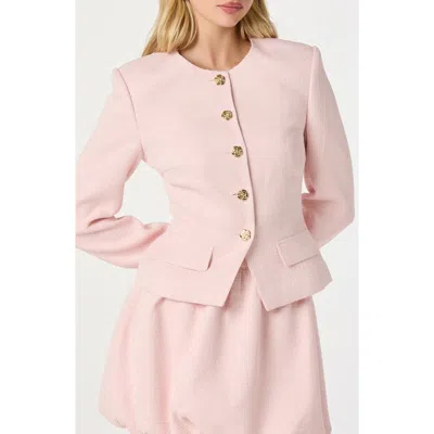 Astr The Label Tweed Fitted Blazer In Pink