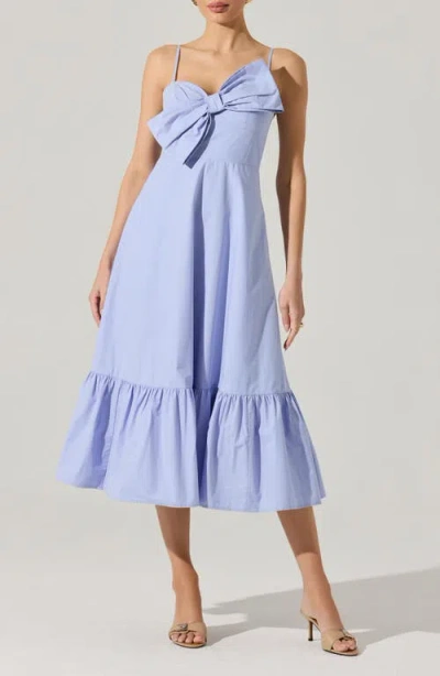 Astr The Label Twisted Bow Detail Cotton Dress In Blue