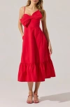 Astr The Label Twisted Bow Detail Cotton Dress In Red