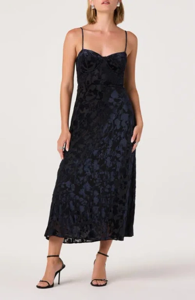 Astr The Label Underwire Burnout Velvet Cocktail Dress In Black