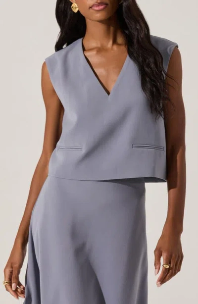 Astr The Label V-neck Sleeveless Boxy Top In Blue