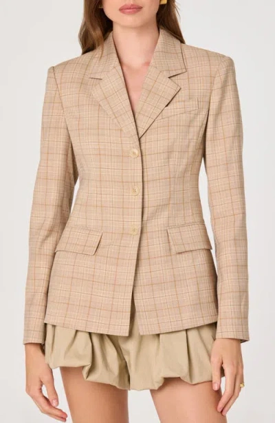 Astr The Label Valor Plaid Blazer In Brown