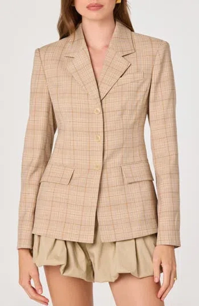 Astr The Label Valor Plaid Blazer In Brown
