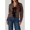 Astr The Label Velvet Bow Cardigan