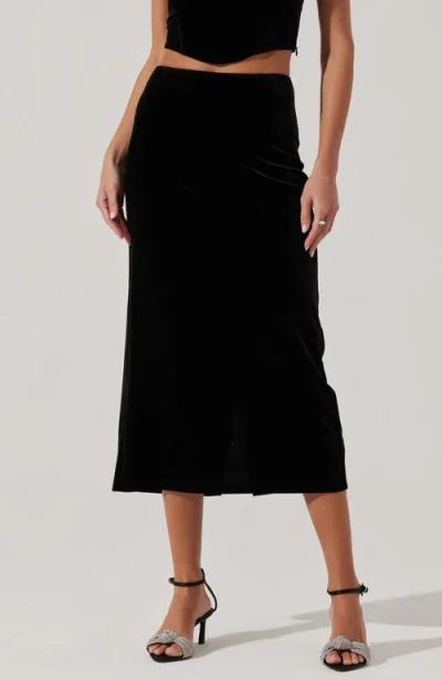 Astr The Label Velvet Midi Skirt In Black