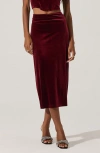 Astr The Label Velvet Midi Skirt In Wine