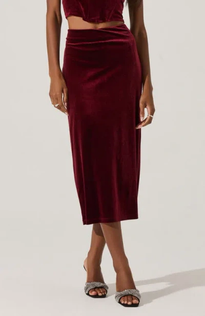 Astr The Label Velvet Midi Skirt In Wine
