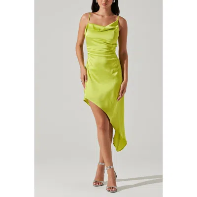 Astr The Label Vista Asymmetric Hem Slipdress In Lime