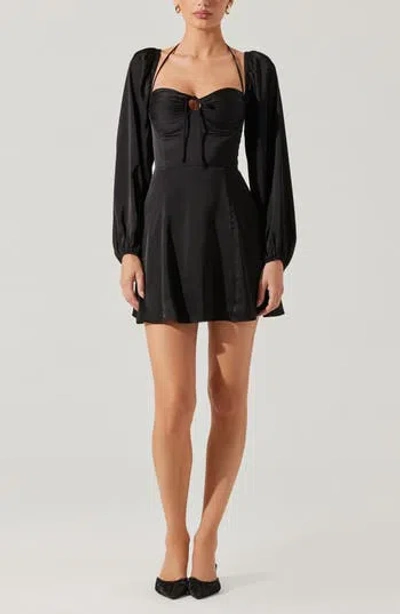 Astr The Label Vivian Long Sleeve Minidress In Black