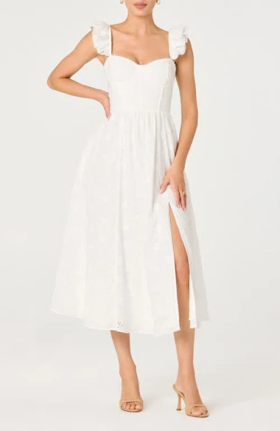 Astr The Label Wedelia Floral Eyelet A-line Dress In White