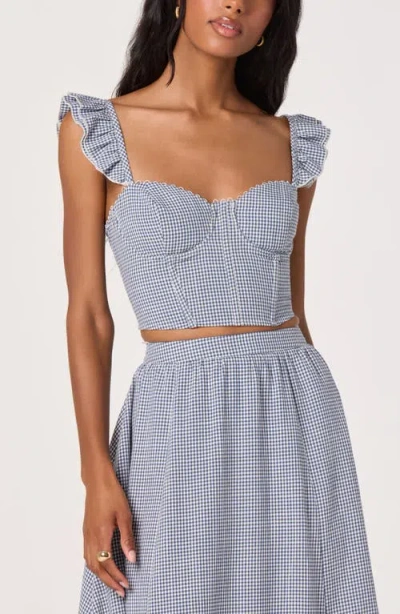 Astr The Label Wedelia Floral Lace-up Crop Top In Blue