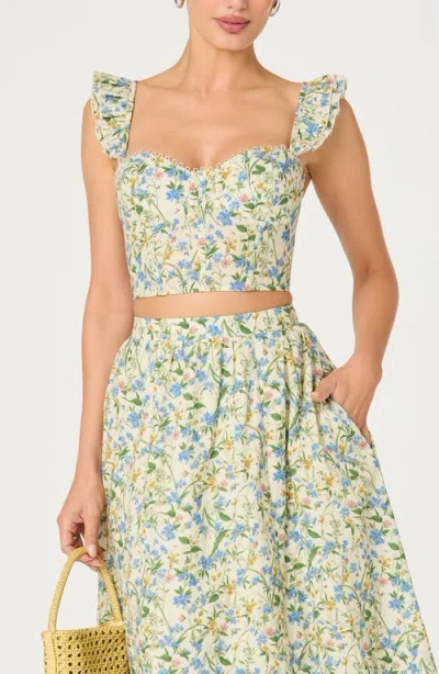 Astr Wedelia Top In Blue Green Multi Floral In Black