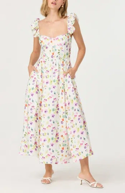 Astr The Label Wedelia Floral Print A-line Dress In White