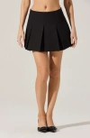 Astr The Label Wide Pleat Miniskirt In Black
