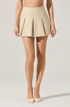 Astr The Label Wide Pleat Miniskirt In Cream