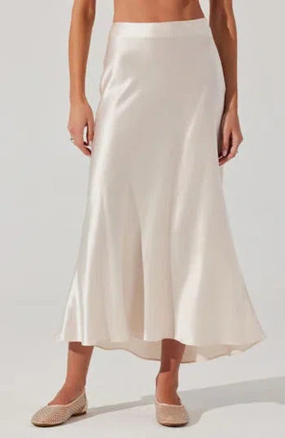 Astr The Label Windey Satin Midi Skirt In Neutral