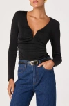 Astr The Label Wire Ruched Top In Black