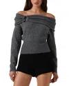 Astr The Label Wylie Off-the-shoulder Sweater In Charcoal