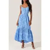 Astr The Label Yamila Cotton Eyelet High-low Dress In Blue