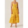 Astr The Label Yamila Cotton Eyelet High-low Dress In Mustard
