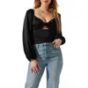 Astr The Label Yamuna Crystal Trim Top In Black
