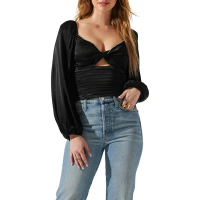 Astr The Label Yamuna Crystal Trim Top In Black