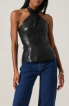 Astr The Label Yaritza Faux Leather Halter Top In Black