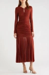 Astr The Label Yasmine Long Sleeve Midi Dress In Brown