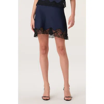 Astr The Label Yulissa Lace Hem Miniskirt In Blue