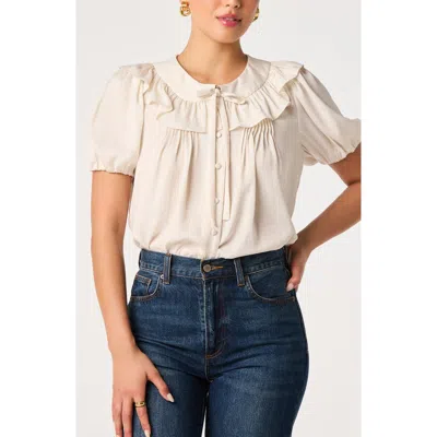 Astr The Label Zayne Ruffle Satin Top In Neutral