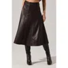 Astr The Label Zhuri Faux Leather A-line Midi Skirt In Brown