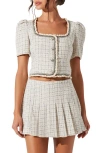 Astr The Label Zoela Tweed Crop Jacket In Cream