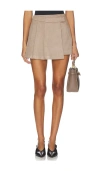 Astr The Label Chana Pleated Wrap Miniskirt In Brown