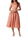 Astr Thierry Linen Midi Dress In Dusty Rose In Multi